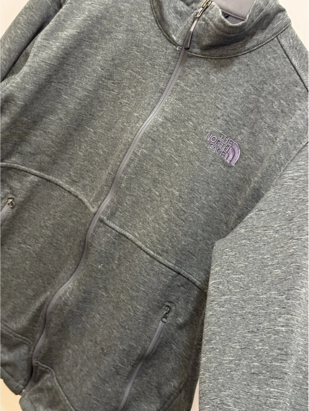 The North Face Men’s L Gray Heather Full Zip Jacket Lightweight Performance